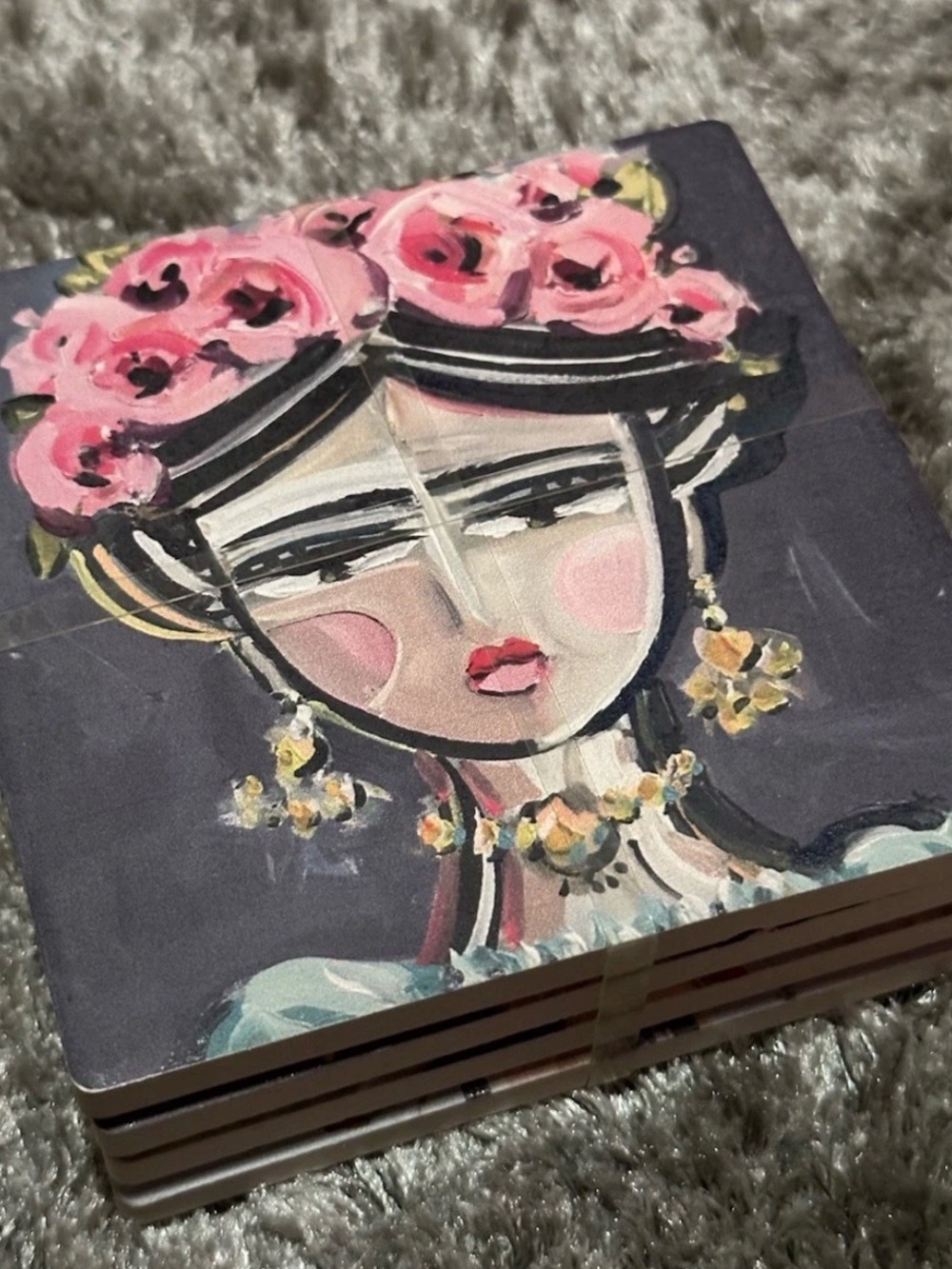 Prima Design Set of 4 Square Artist Painted Coasters